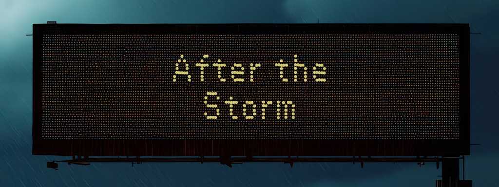Overhead Texas digital road sign that says After the Storm