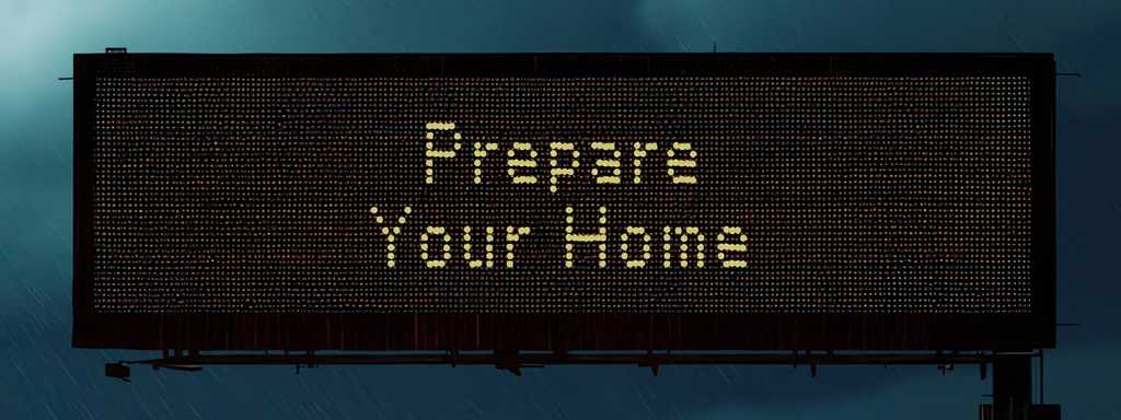 Overhead Texas digital road sign that says Prepare Your Home